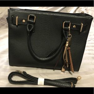 Black leather satchel
